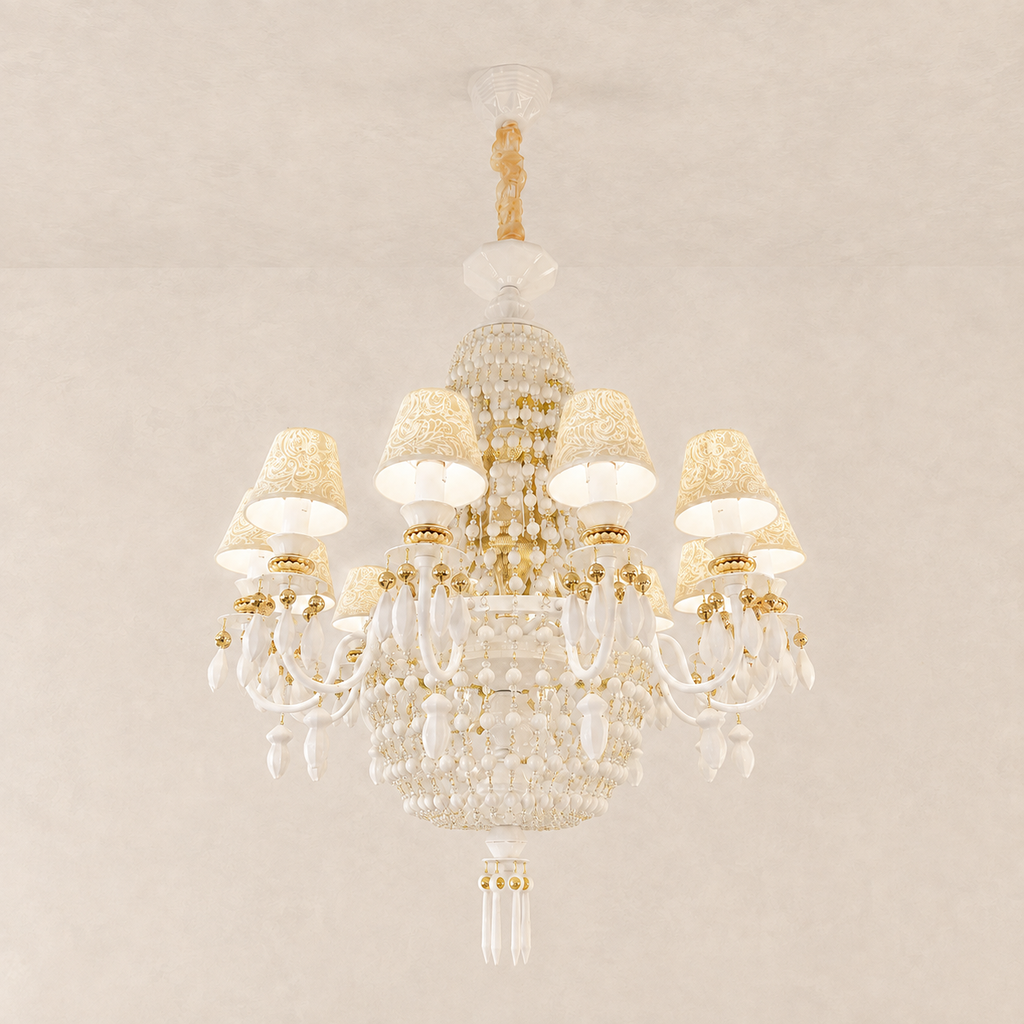 
Ivorelle Ivory Ceramic Beaded Chandelier – Custom Project