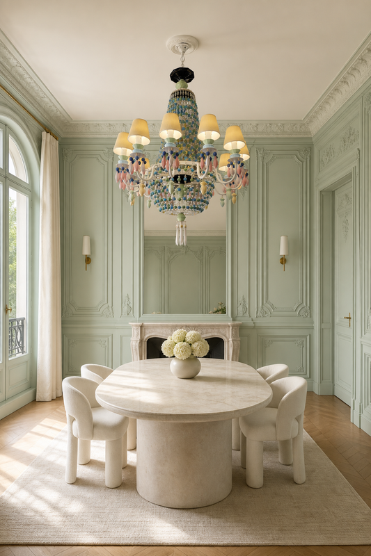
Ivorelle Multicolor Ceramic Beaded Chandelier – Custom Project