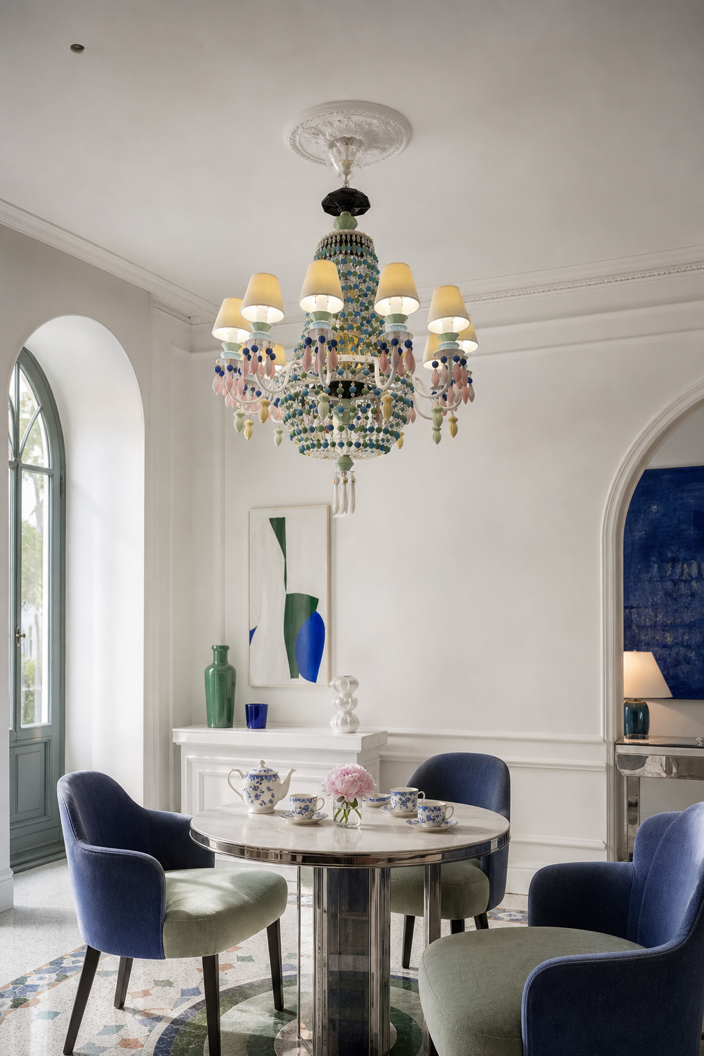 
Ivorelle Multicolor Ceramic Beaded Chandelier – Custom Project