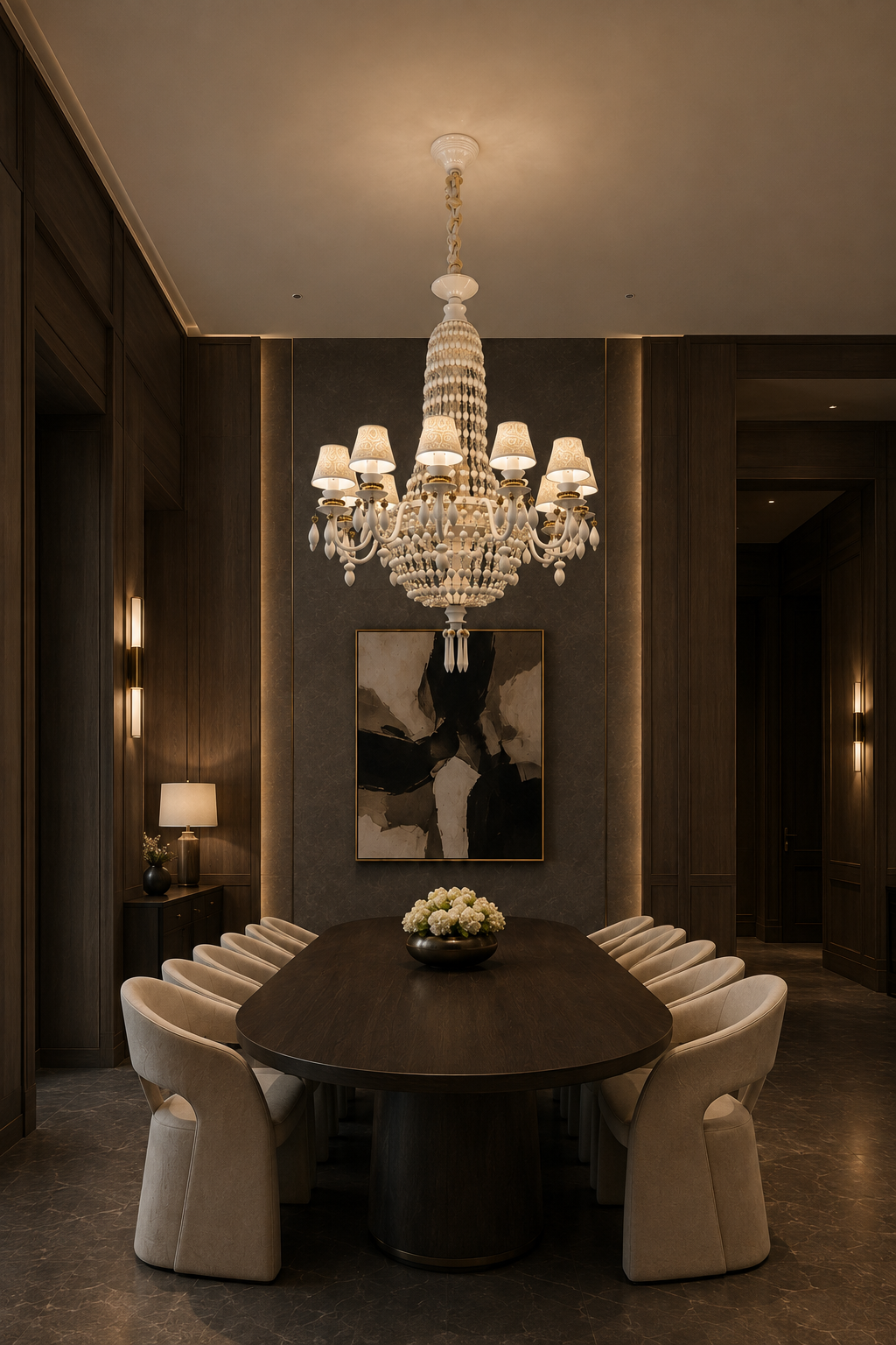 
Ivorelle Ivory Ceramic Beaded Chandelier – Custom Project