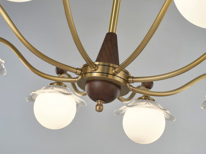 Mirelune Opal Globe and Petal Glass Chandelier
