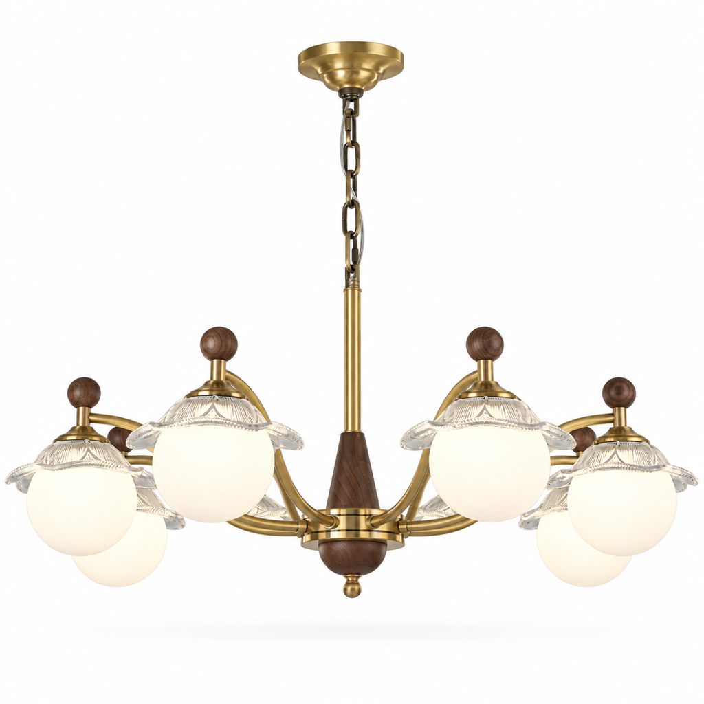 
Mirelune Opal Globe and Petal Glass Chandelier