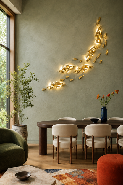 Anodine Brass Leaf LED Wall Art Sconce